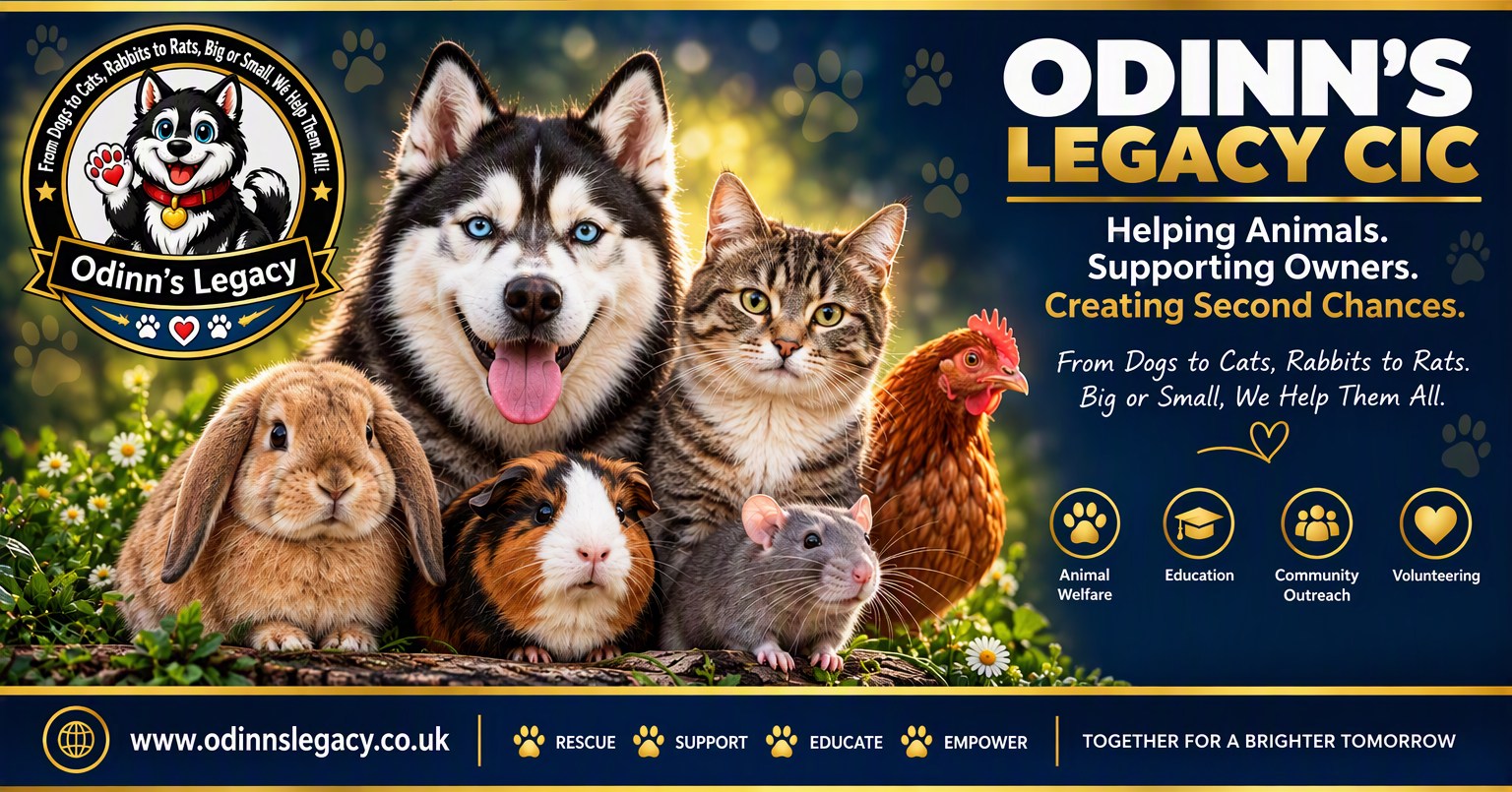 Odinn's Legacy CIC: helping animals, supporting owners and creating second chances.